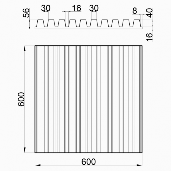3D Дизайнерская панель из гипса REIKI   600x600 мм, 0,36 м2