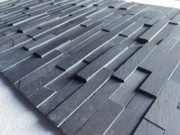 3D Панели из натурального камня PHARAON Классик Сланец черный  600*150*10-20мм